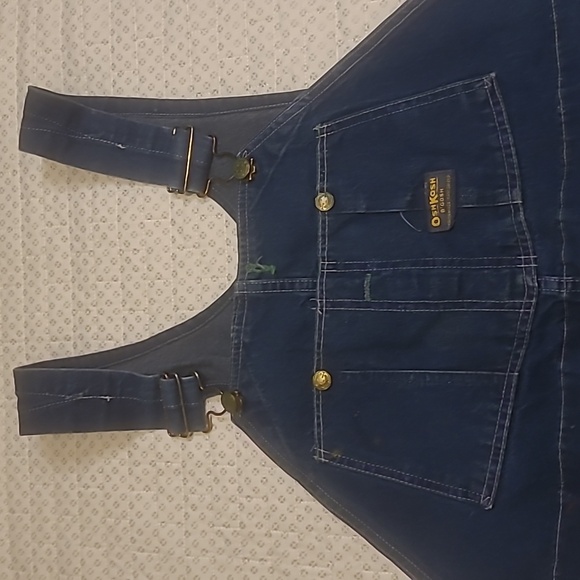 Vtg Oshkosh B’Gosh Farmer Work Carpenter Blue Jean Bib Overalls Men 44×31 USA - Picture 3 of 8
